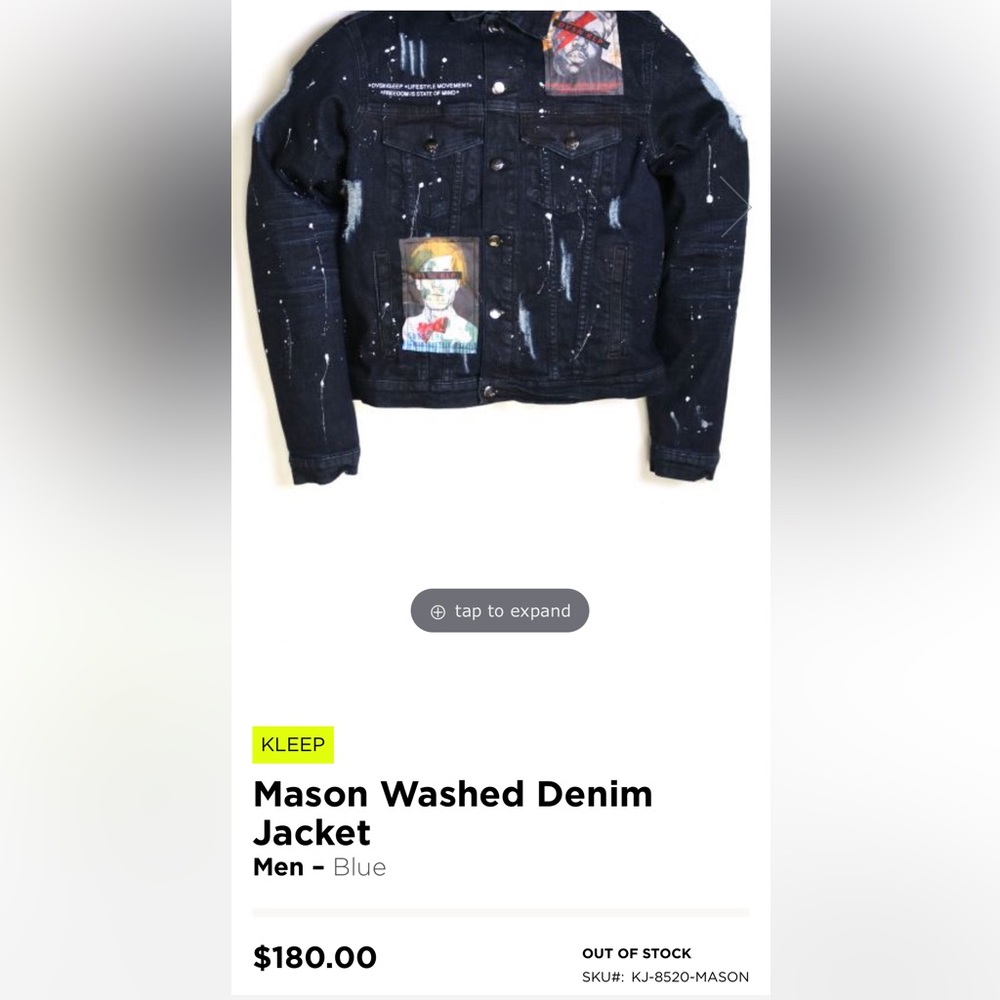 KLEEP Mason washed denim jacket Biggie, Warhol, always fresh